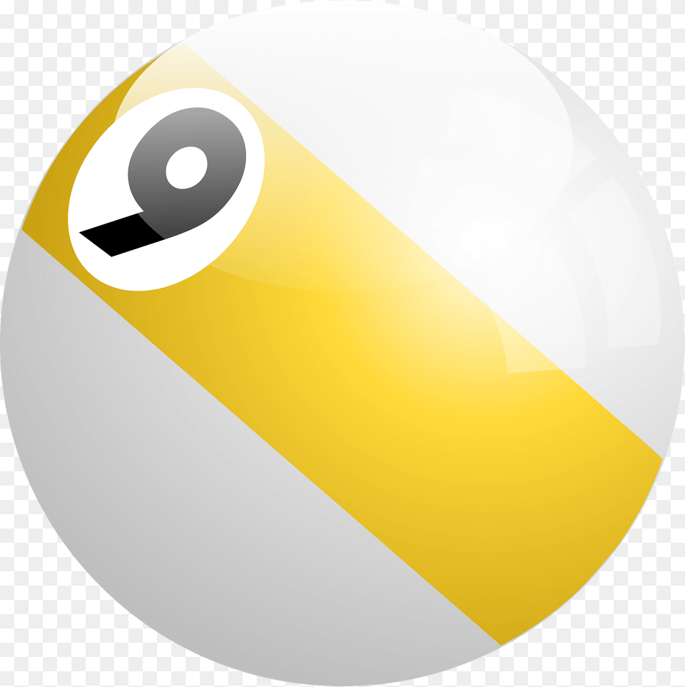 Yellow Stripe Pool 9 Ball Clipart, Football, Soccer, Soccer Ball, Sphere Free Png