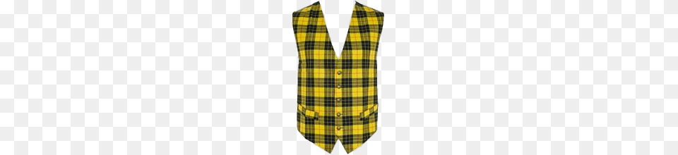 Yellow Tartan Waistcoat, Clothing, Lifejacket, Shirt, Vest Free Transparent Png