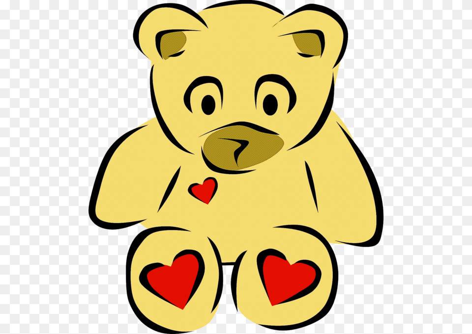 Yellow Teddy Bear Cartoon For Valentines Teddy Bears With Hearts, Baby, Person, Teddy Bear, Toy Free Png