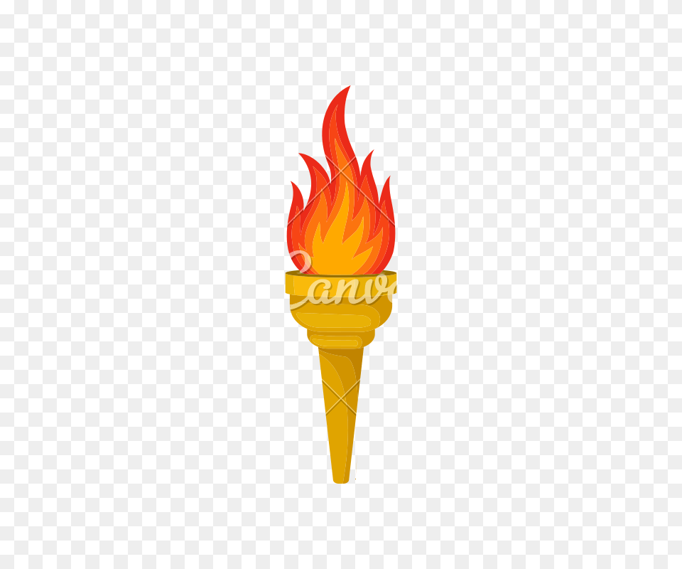 Yellow Torch With Bright Red Orange Fiery Flame Hot Blazing Fire, Light Free Transparent Png