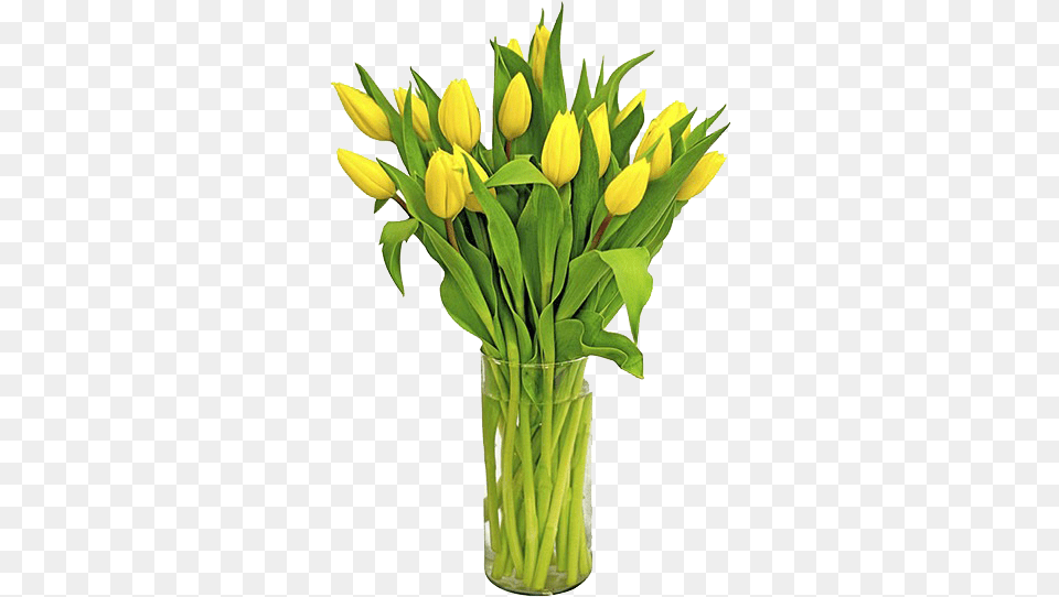Yellow Tulips Background Flower, Flower Arrangement, Flower Bouquet, Plant, Jar Png Image