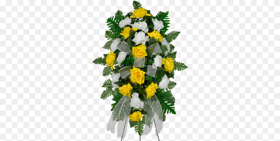 Yellow U0026 White Artificial Sympathy Spray Blessings Flower Shop Flower Bouquet, Flower Arrangement, Flower Bouquet, Plant, Rose Png