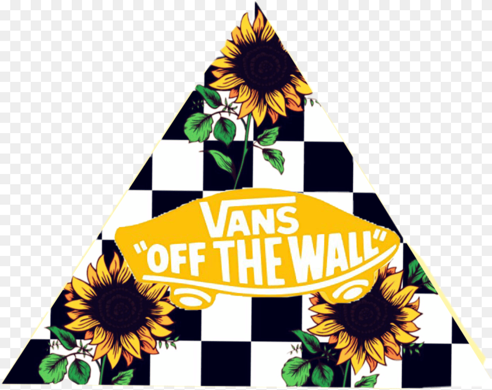 Yellow Vans Sticker By Ivy X Solar Checkered Background Sunflower Checkerboard, Clothing, Hat, Flower, Plant Png