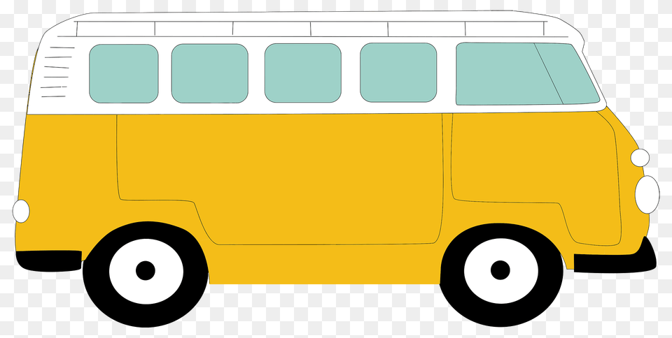 Yellow Volkswagen Camper Clipart, Bus, Caravan, Minibus, Transportation Free Png