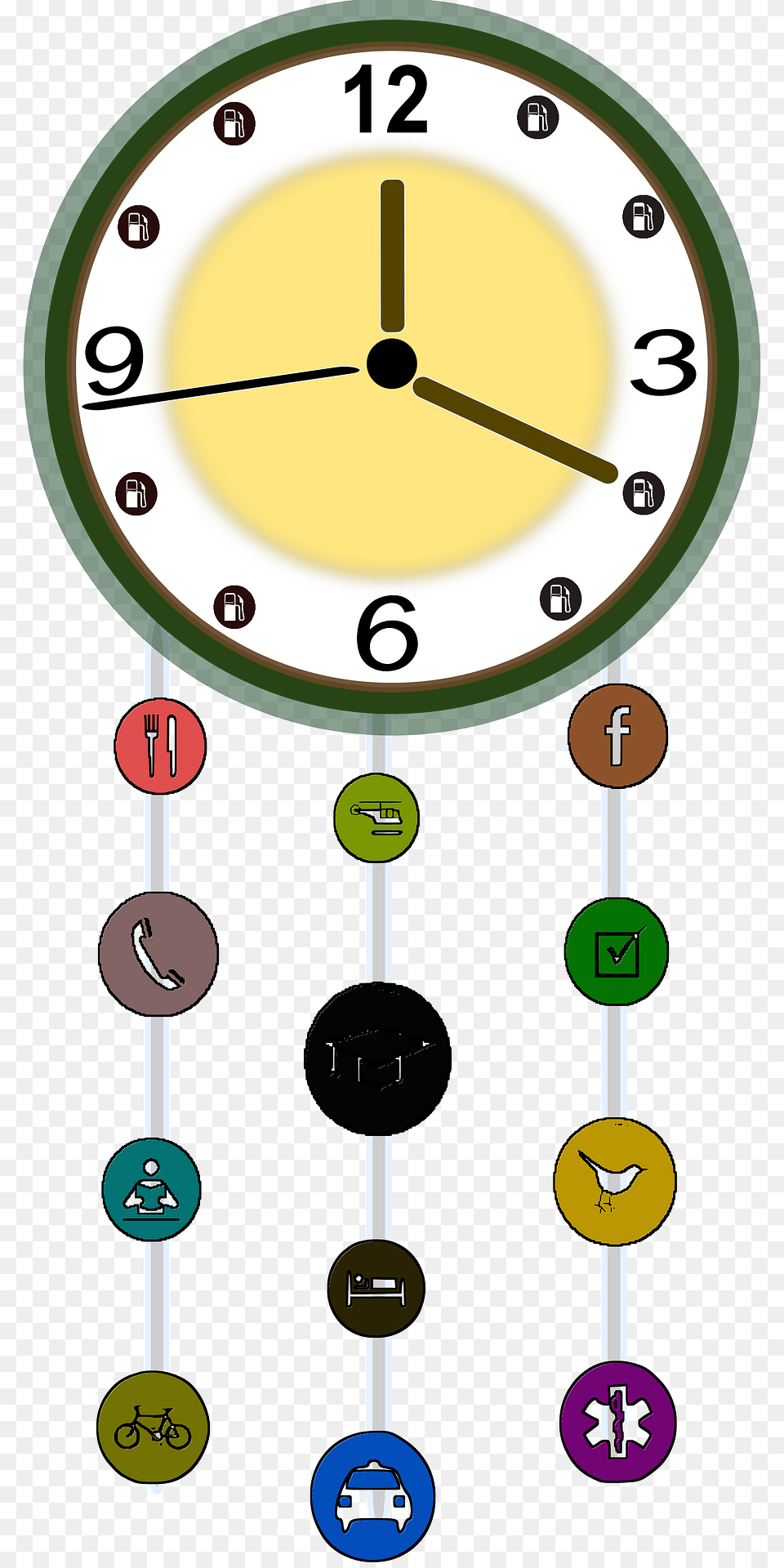 Yellow Wall Clock Clipart, Analog Clock Free Png Download