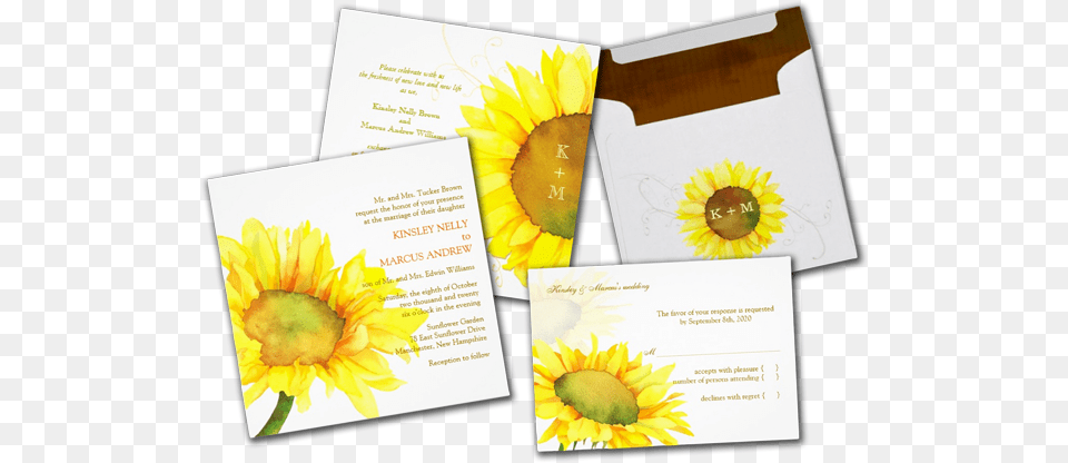 Yellow Watercolor Sunflower Floral Wedding Invites Fall Sonnenblume Aquarell Hochzeit Danken Ihnen Karte, Advertisement, Poster, Flower, Plant Free Png