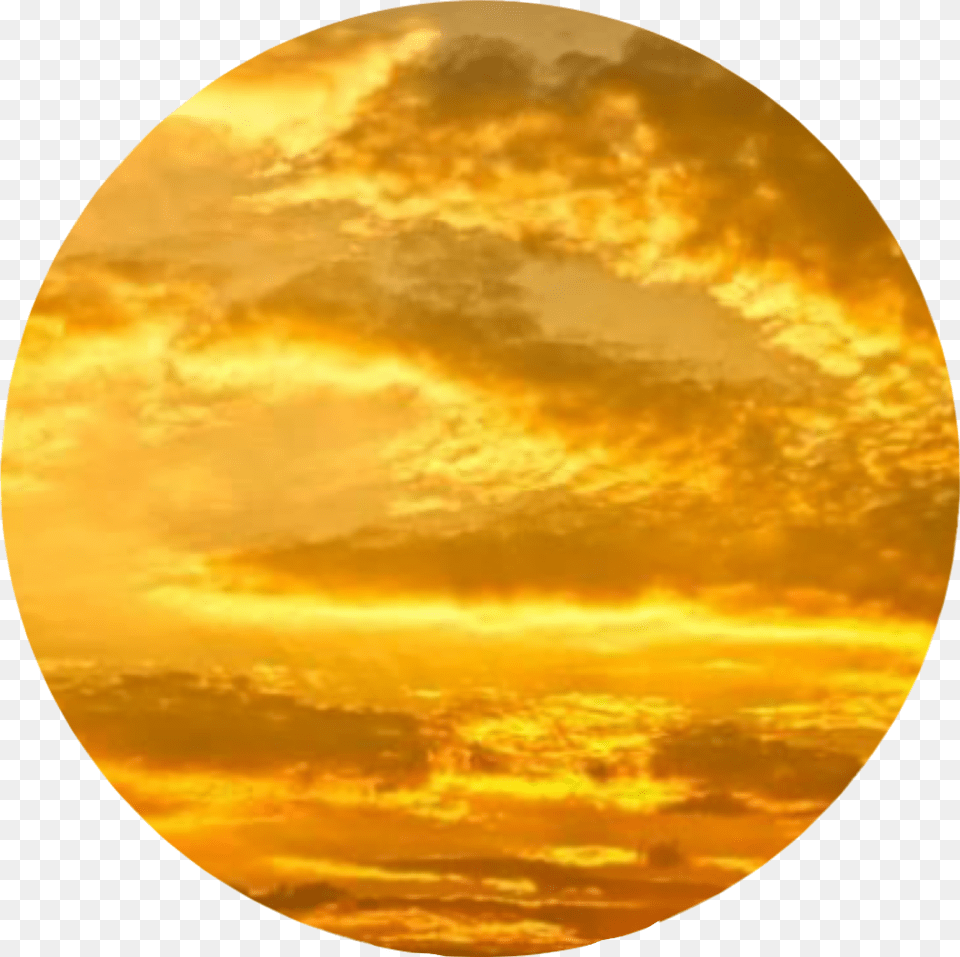 Yellow Yellowaesthetic Circle Sunset Sky Clouds Clouds Yellow Heaven Hd, Nature, Outdoors, Sun, Sunrise Png Image