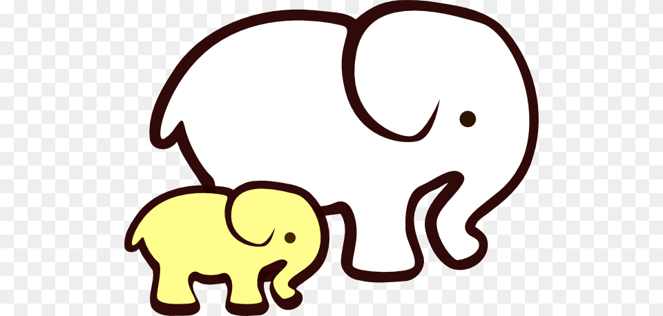 Yellowwhite Elephant Mom Baby Clip Art, Animal, Mammal, Wildlife Png Image