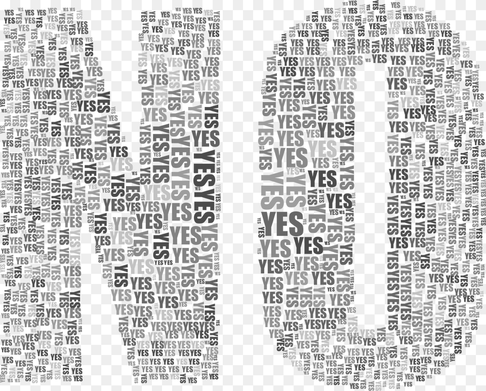 Yes And No Typography 2 Grayscale Clip Arts Typography Art No, Text, Collage Free Transparent Png