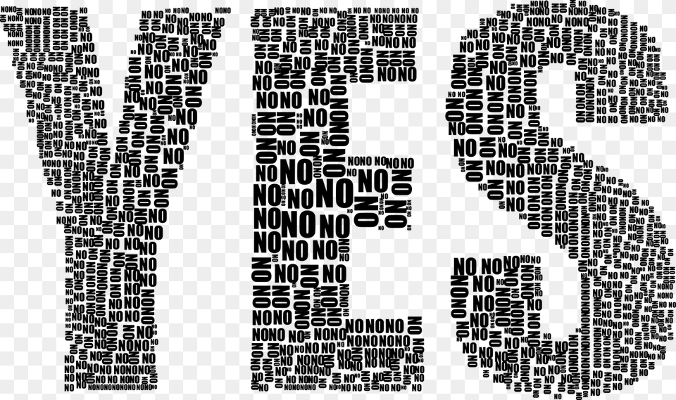 Yes No Typography Type Text Words Abstract Art Yes With No, Gray Free Transparent Png