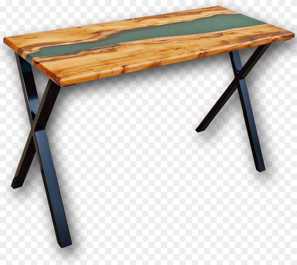 Yew Green Resin River River Desk, Coffee Table, Furniture, Table, Wood Png Image
