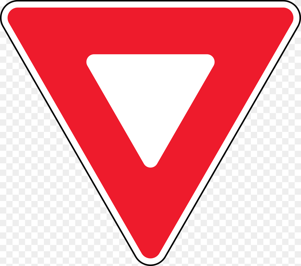 Yield Give Way Sign In British Columbia Clipart, Symbol, Triangle, Road Sign, Food Free Transparent Png
