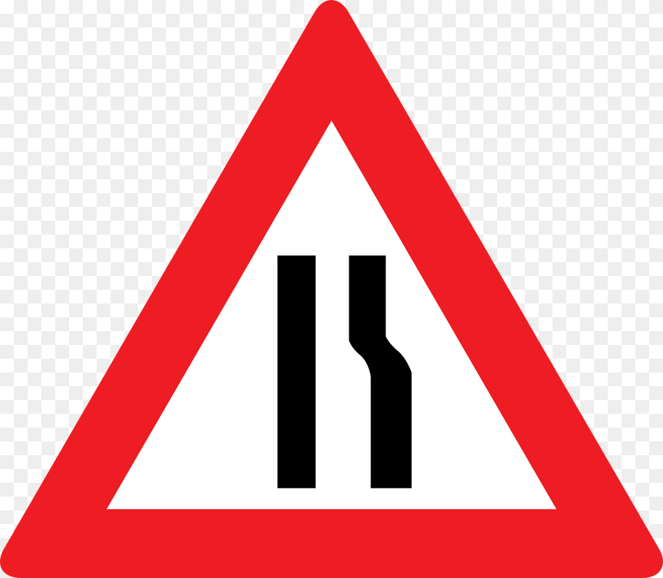 Yield Sign Road Narrows On Both Sides Sign, Symbol, Road Sign Png