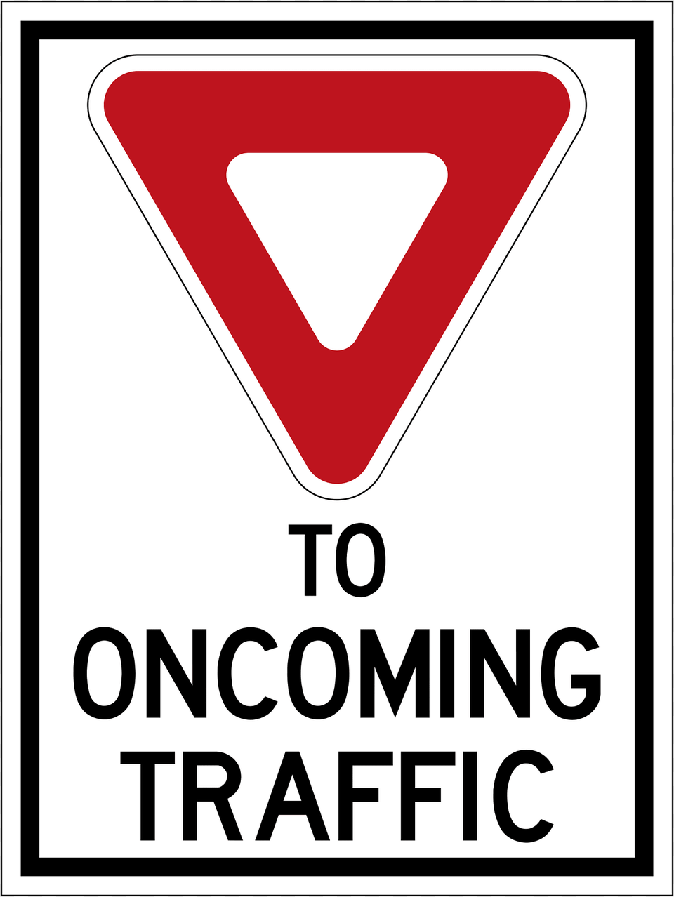 Yield To Oncoming Traffic Sign In Canada Clipart, Symbol, Road Sign Free Png