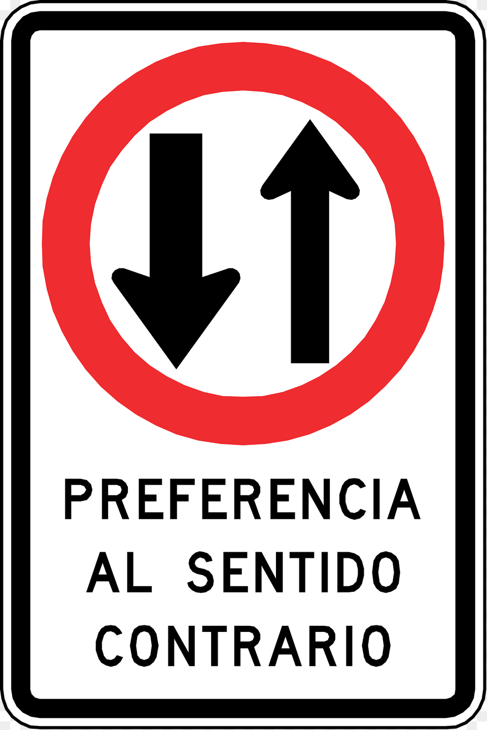 Yield To Oncoming Traffic Sign In Chile Clipart, Symbol, Road Sign Png