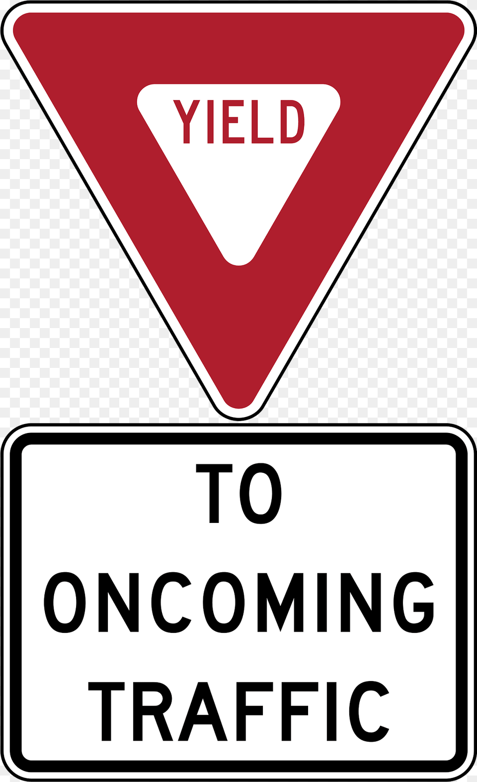 Yield To Oncoming Traffic Sign In United States Clipart, Symbol, Road Sign, Device, Grass Free Png