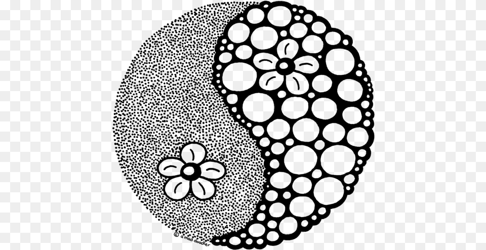 Yin And Yang Flower Drawing, Gray Png Image