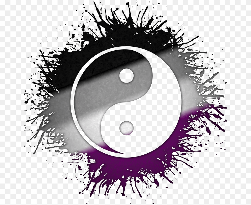 Yin And Yang Symbol Silhouetted Out Of Asexual Flag Rainbow Yin And Yang, Sphere, Purple, Nature, Outdoors Free Transparent Png