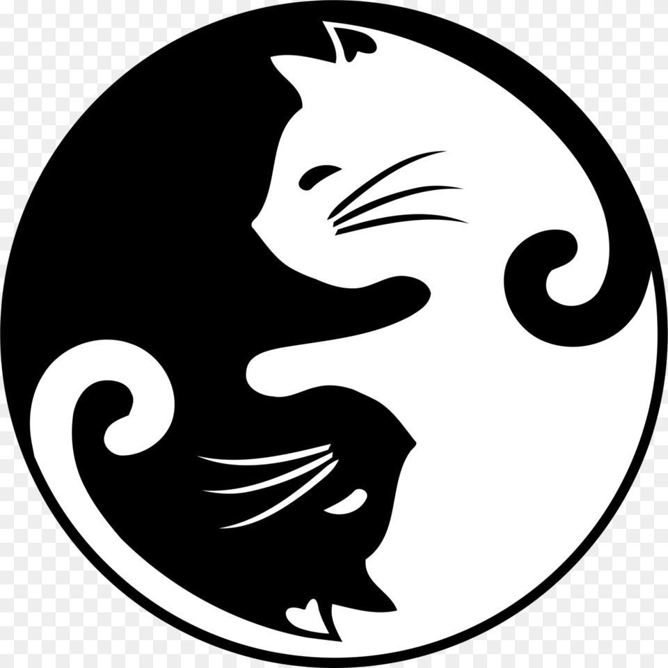 Yin Yang Cat Cat Yin Yang Symbol, Stencil, Person, Face, Head Free Png