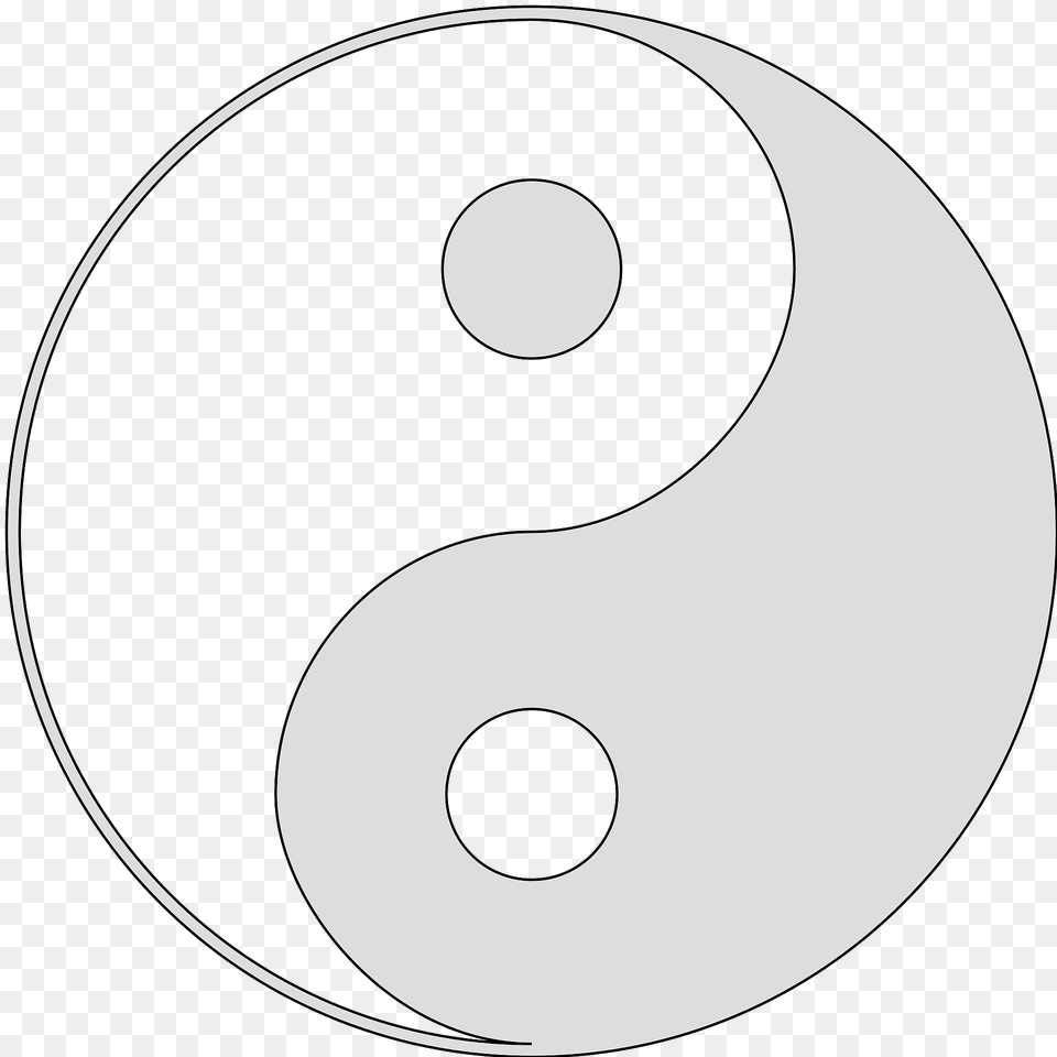 Yin Yang Gray And White Clipart, Number, Symbol, Text, Disk Png Image