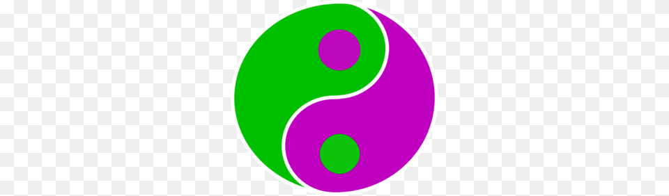 Yin Yang Green Purple Clip Art Ying Yang Symbols, Symbol, Disk, Number, Text Free Png Download