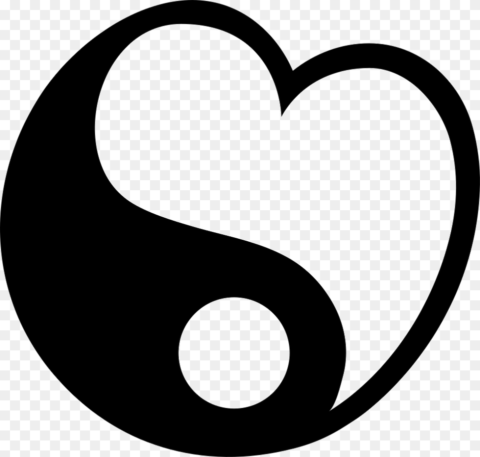 Yin Yang Heart, Stencil, Symbol, Text Free Transparent Png
