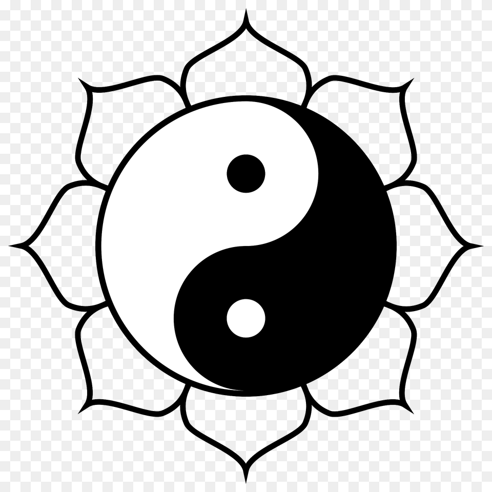 Yin Yang Lotus Clipart, Symbol, Number, Text, Ammunition Png