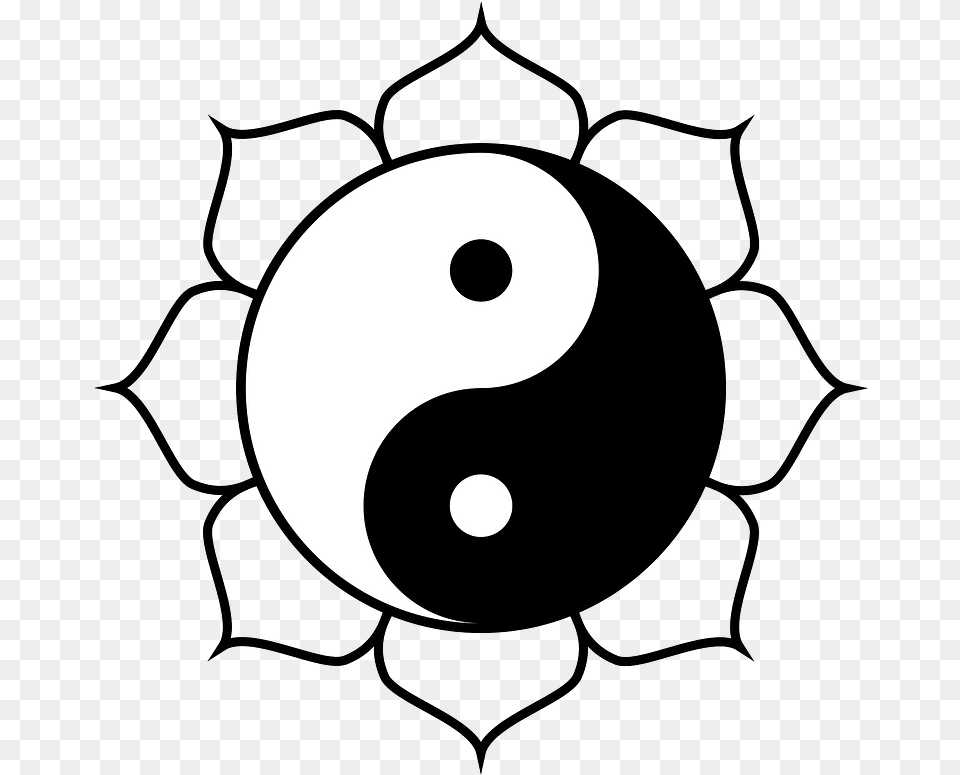 Yin Yang Lotus Flower, Symbol, Text, Number, Astronomy Png Image
