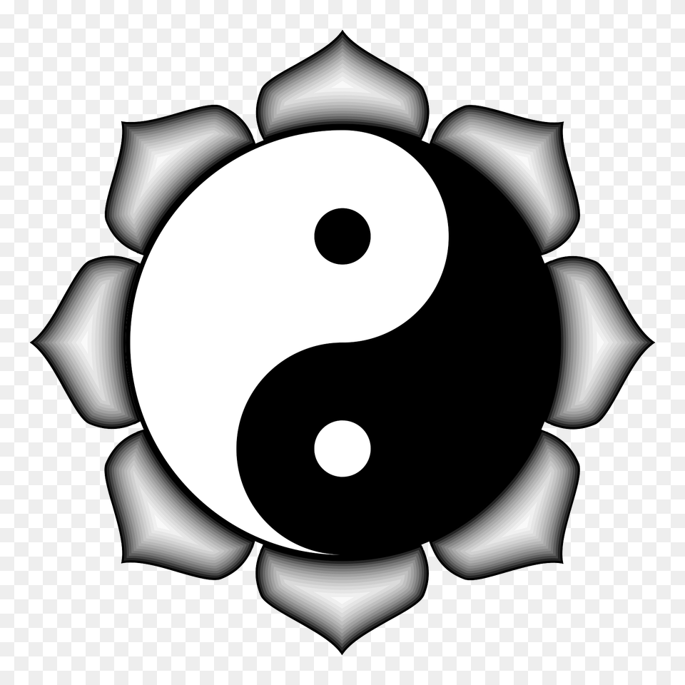 Yin Yang Lotus Flower, Symbol, Number, Text Free Png Download