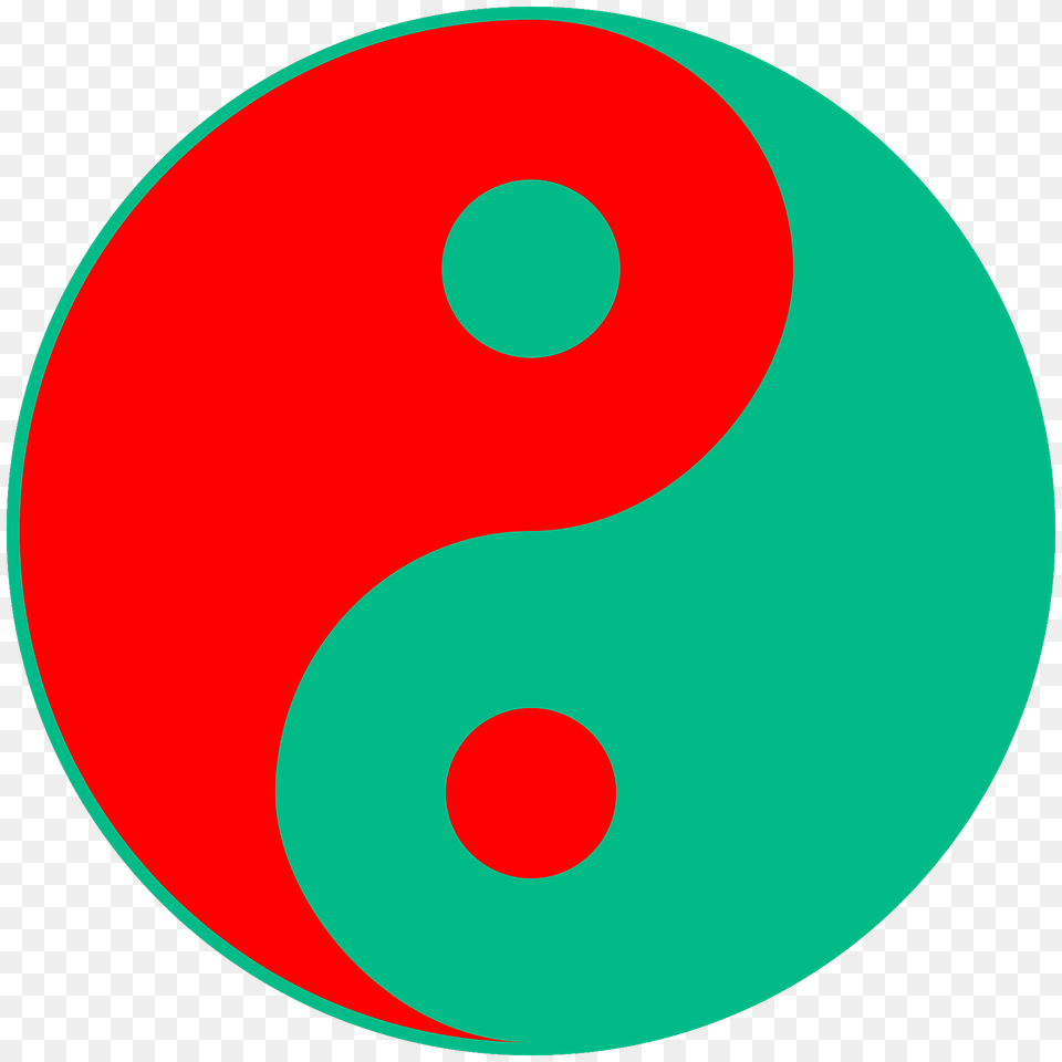 Yin Yang Red And Green Clipart, Symbol, Text, Disk, Number Png Image