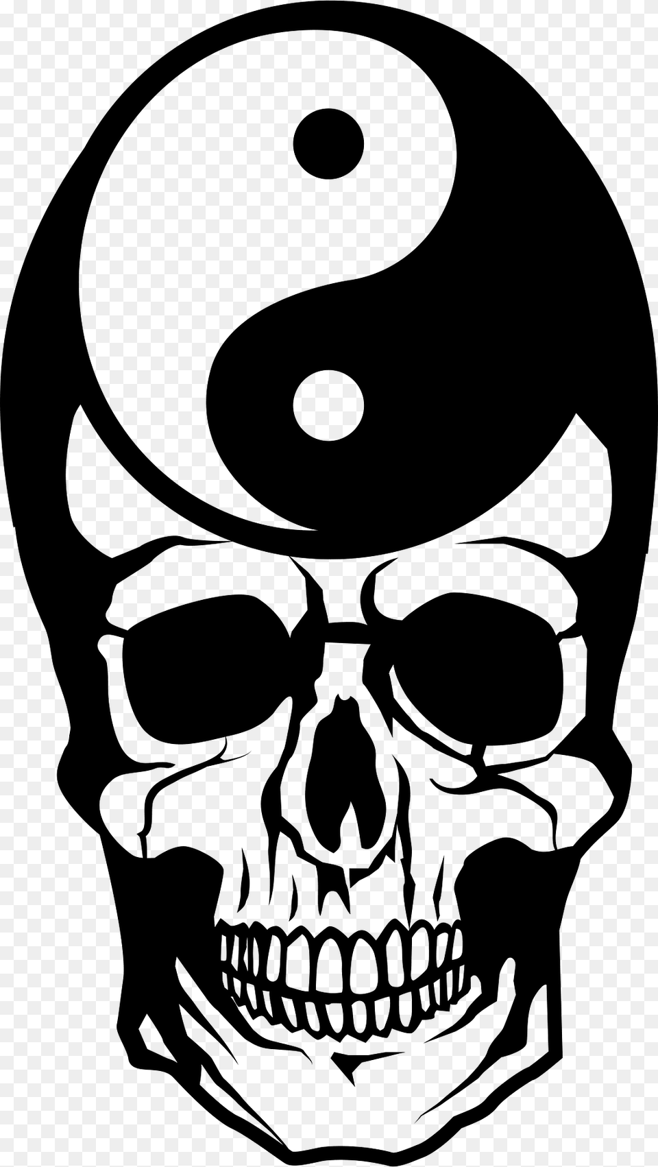 Yin Yang Skull Clipart, Stencil, Person, Face, Head Free Transparent Png