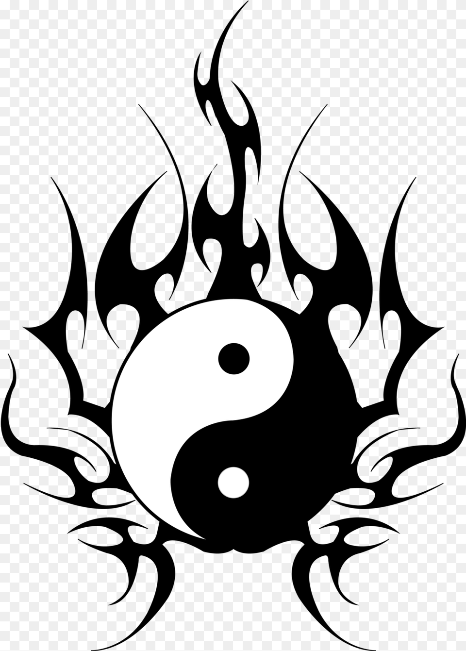 Yin Yang Tribal Design, Symbol, Text, Astronomy, Moon Png Image