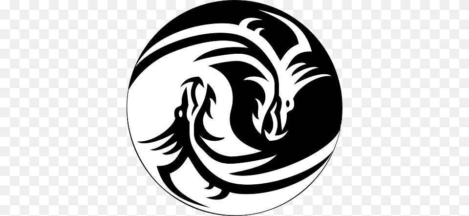 Yin Yang With Dragon Heads, Stencil, Baby, Person Free Png Download