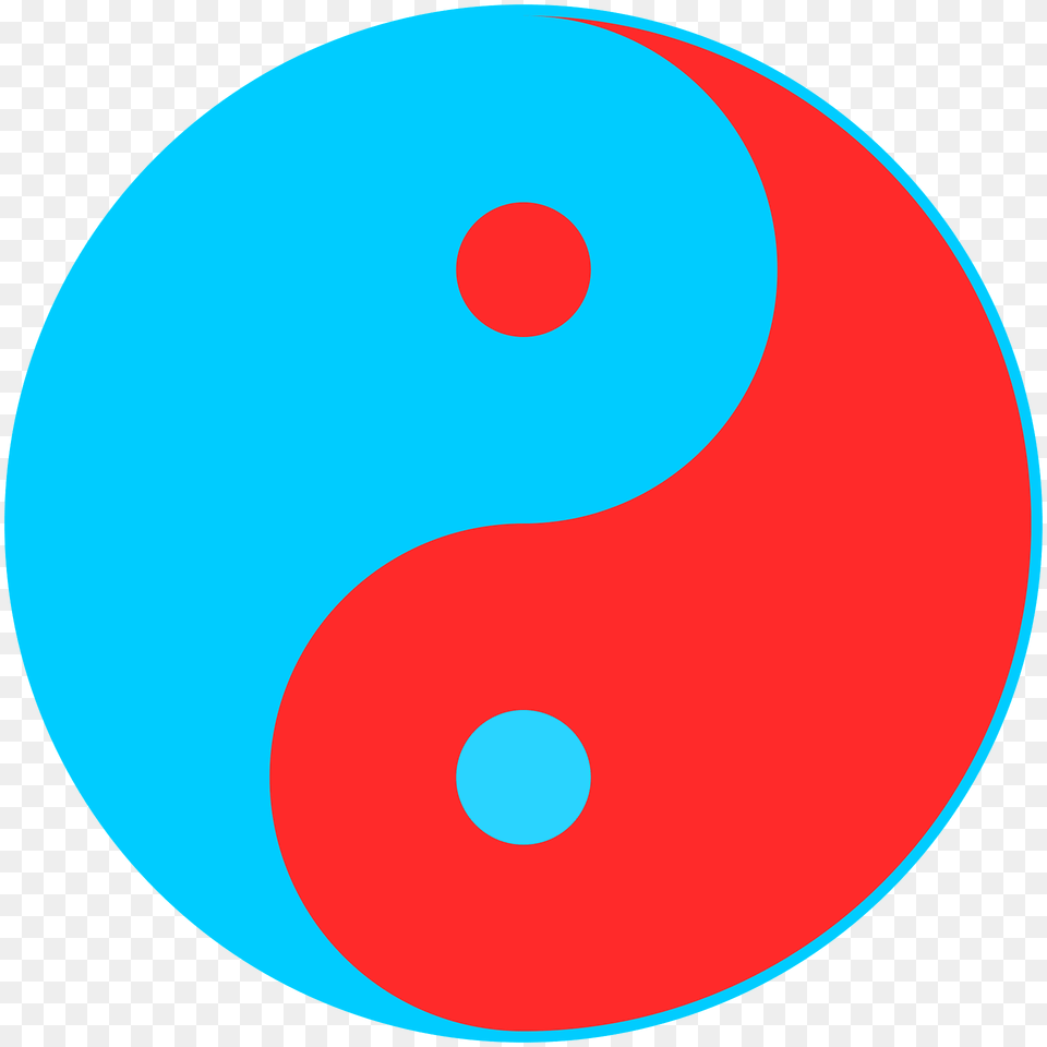 Yinyang Blue Red Clipart, Symbol, Text, Number, Disk Free Png