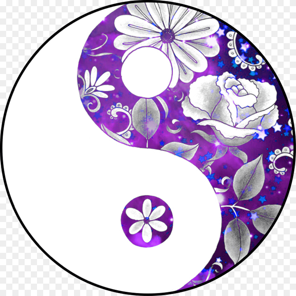 Yinyang Yinandyang Roses Purple Sparkles Drawings Of Yin And Yang, Symbol, Number, Text, Pattern Free Png