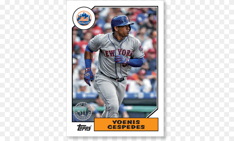 Yoenis Cespedes 2017 Topps Baseball Series 1 1987 Topps Logos And Uniforms Of The New York Mets, Adult, Team, Sport, Person Free Transparent Png