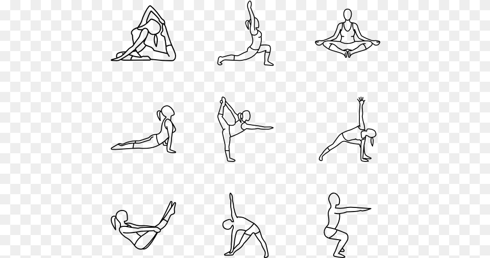 Yoga And Pilates Line Art, Gray Png Image