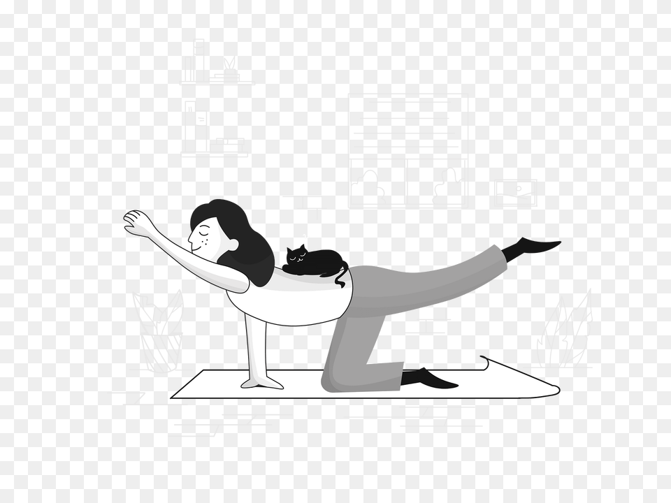 Yoga Black And White Clipart, Green, Adult, Woman, Person Free Png Download