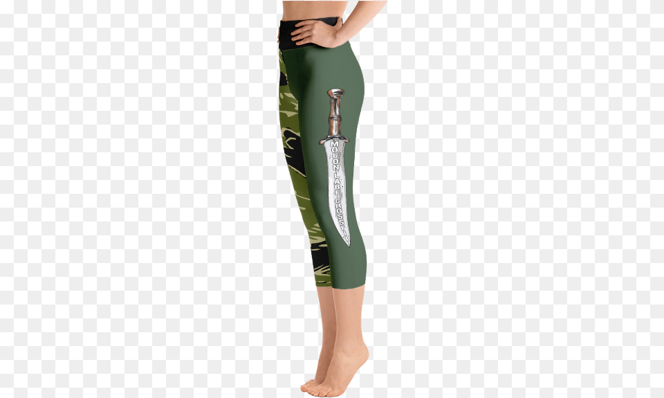 Yoga Capri Leggings Tiger Stripe Sword Cool Rogue Yoga Pants, Blade, Dagger, Knife, Weapon Free Png