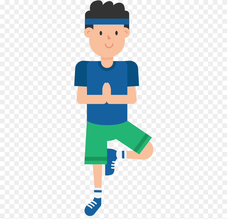 Yoga Clipart Animated Man Doing Yoga Cartoon, Clothing, Shorts, Boy, Child Free Transparent Png