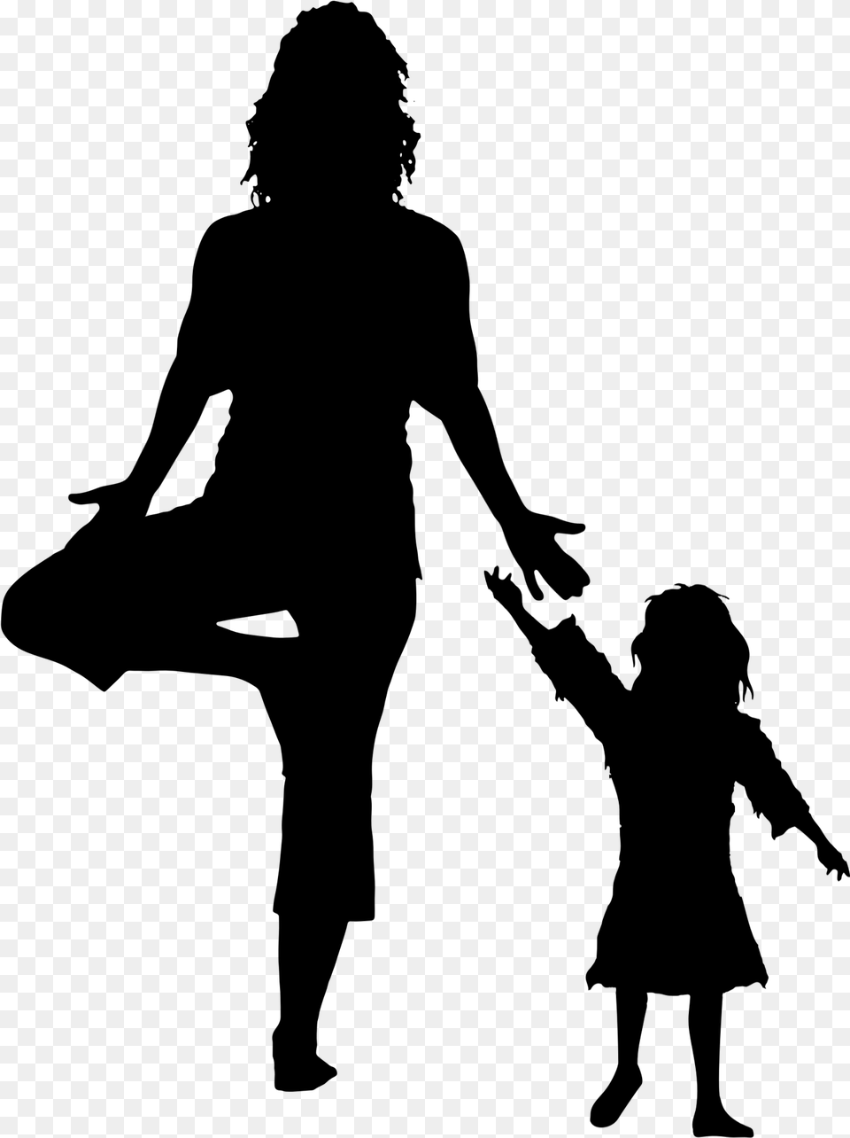 Yoga Clipart Family For Mommy And Me Yoga Silhouette, Gray Png