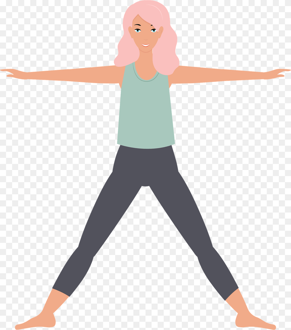 Yoga Girl Clipart, Working Out, Warrior Yoga Pose, Sport, Person Free Transparent Png