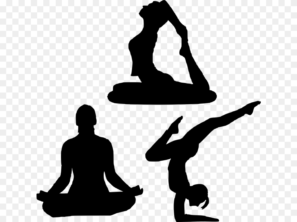 Yoga Girl Silhouette, Gray Free Transparent Png