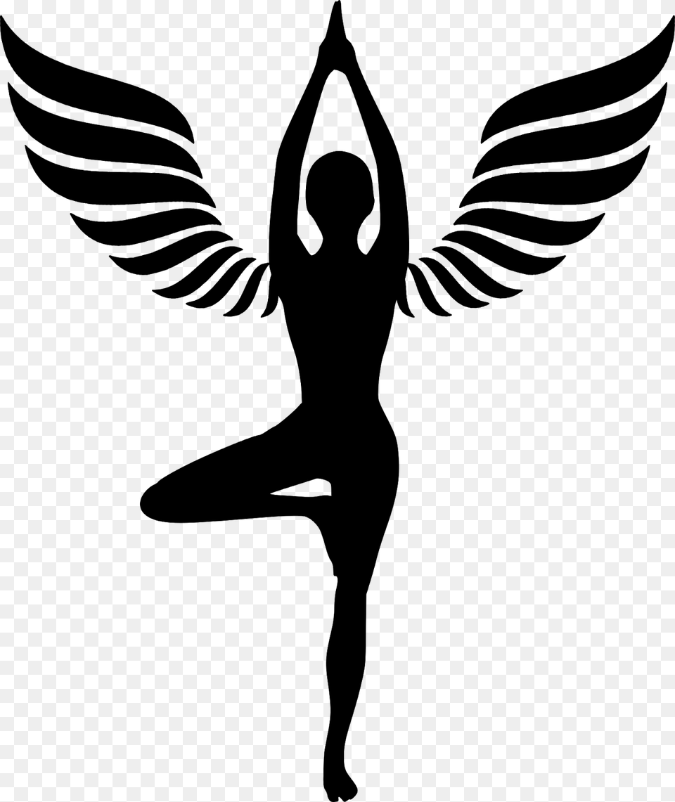 Yoga Meditation Wings Girl Silhouette Pose Hand Rocket League Ball Logo, Gray Free Transparent Png