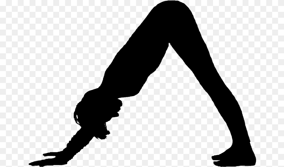 Yoga Pose Silhouette Svg Freeuse Library Downward Dog Pose Black And White, Gray Free Png Download