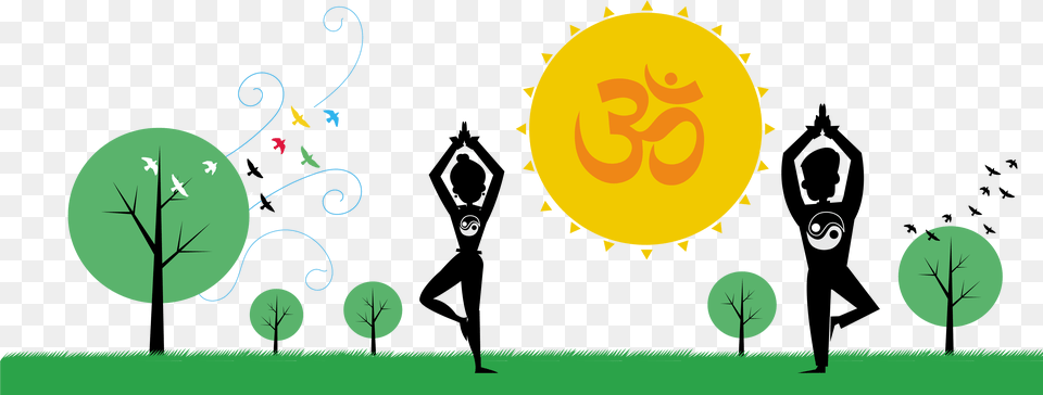 Yoga Poses For Better Thinking Yoga Cartoon Banner, Nature, Night, Outdoors, Astronomy Png Image