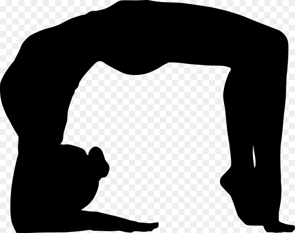 Yoga Sporty Acrobat Silhouette Woman Practicing Arobat Silhouette, Gray Png Image