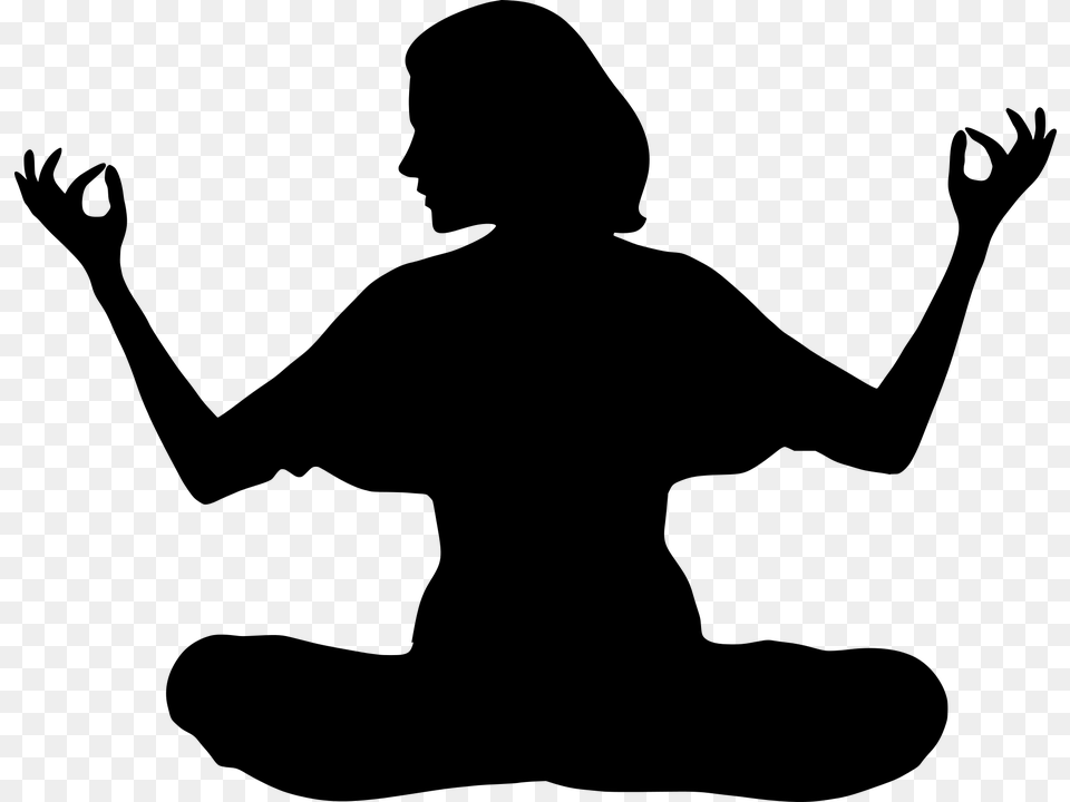 Yoga Woman Girl Mind Peace Harmony Calm Meditation Silhouette, Gray Free Transparent Png