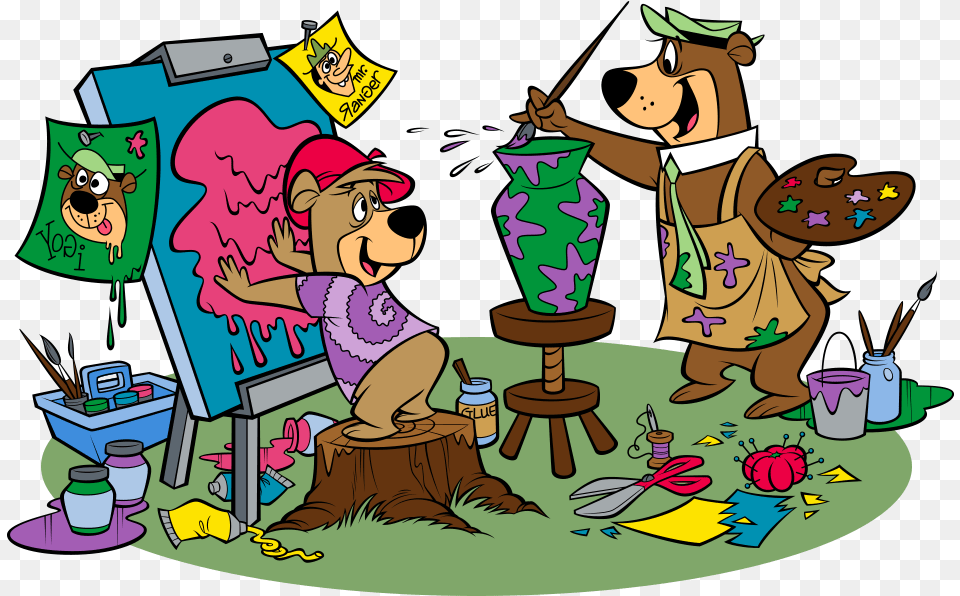 Yogi Amp Boo Boo Painting Yogi Bear Painting, Cartoon, Book, Comics, Publication Free Png Download
