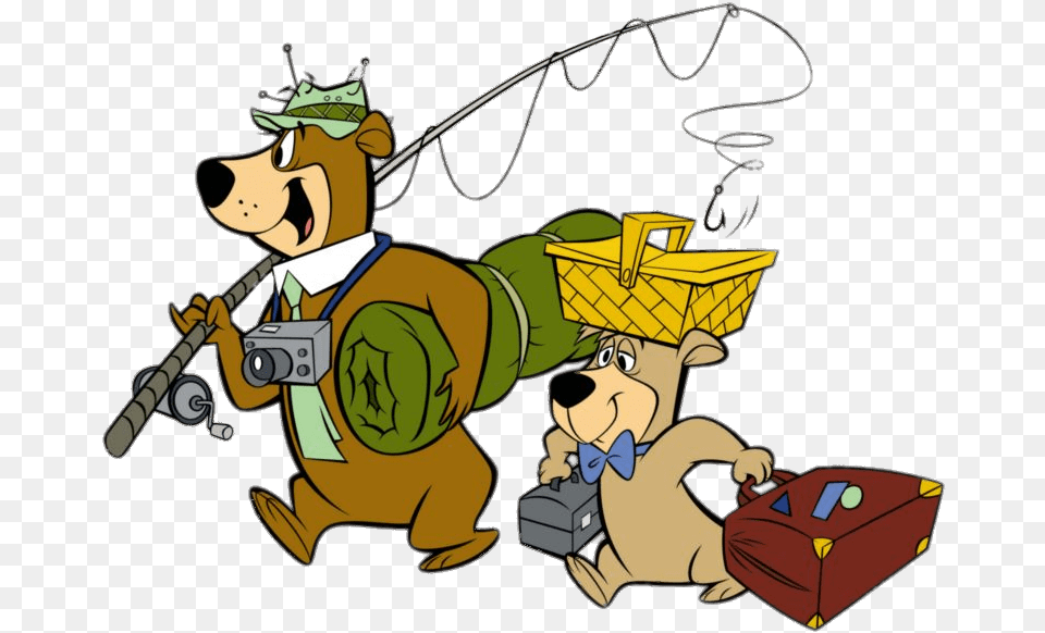 Yogi And Boo Boo Bear Go Fishing Yogi Bear Cartoon Camping, Angler, Person, Outdoors, Leisure Activities Png